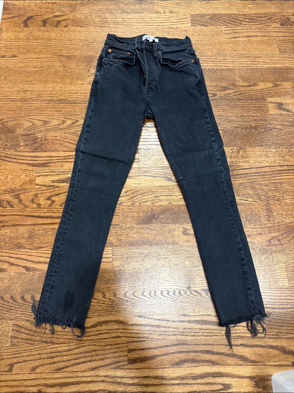 Re/Done Women's Black Skinny Jeans with Raw Hem